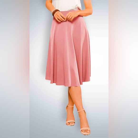 NWT Women’s Vintage Style High Waist Side Zip Flair Shirt Dusty Pink Size XL - Picture 2 of 10